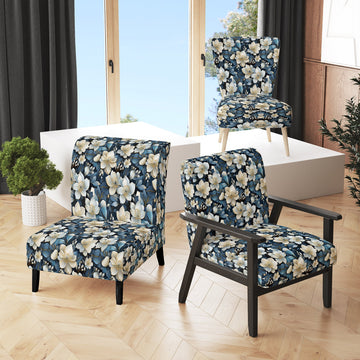 Artistic Blue Magnolia Essence Beauty - Cottage Arm Chair
